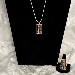 *NWOT* 925 Silver Pendant, Chain and Ring Set